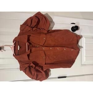 Pilcro Rust Orange Puff Sleeve Button-Up Shirt Medium